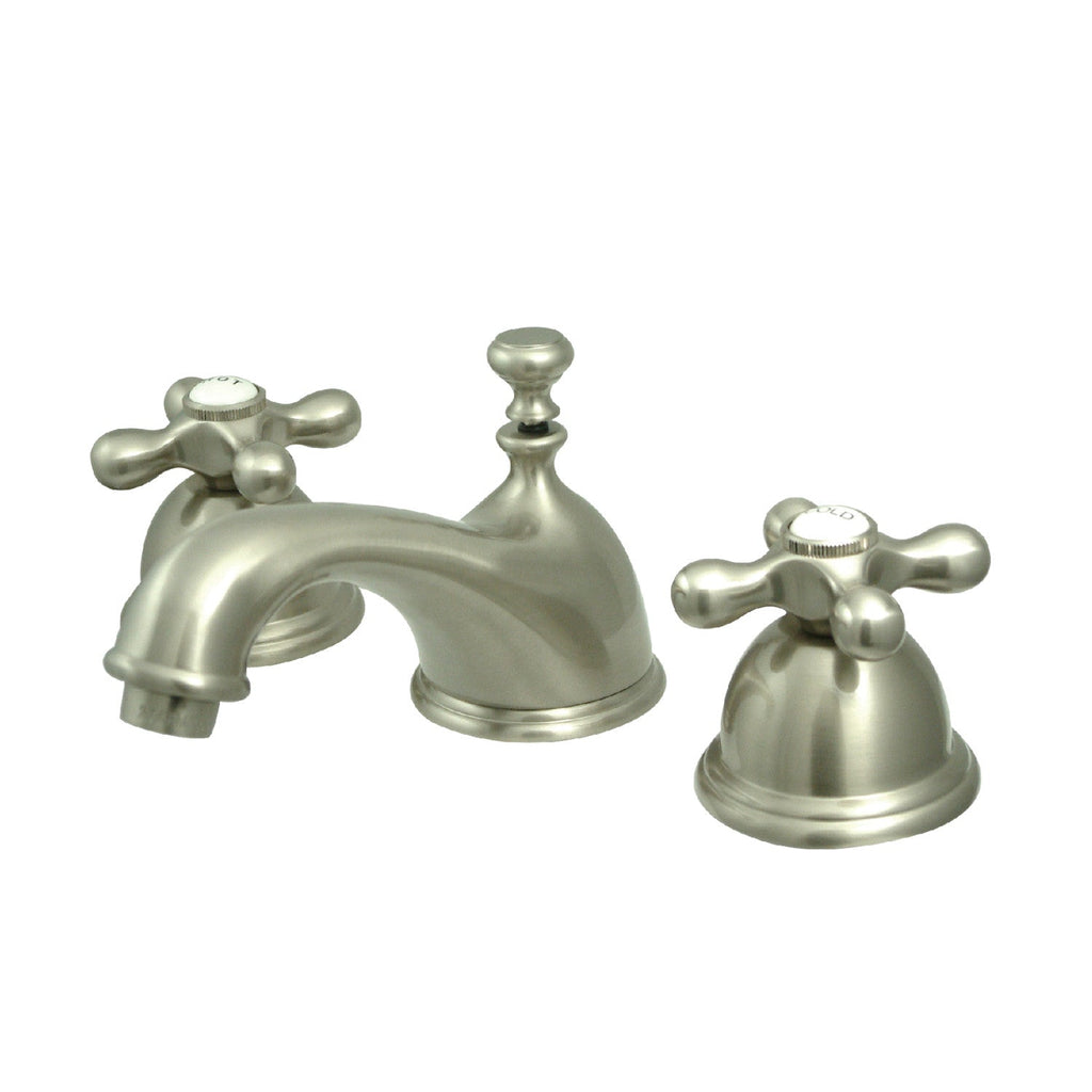 Kingston Brass Restoration - Llave de Lavabo Widespread (3 Orificios), con Dos Manerales — Níquel Cepillado
