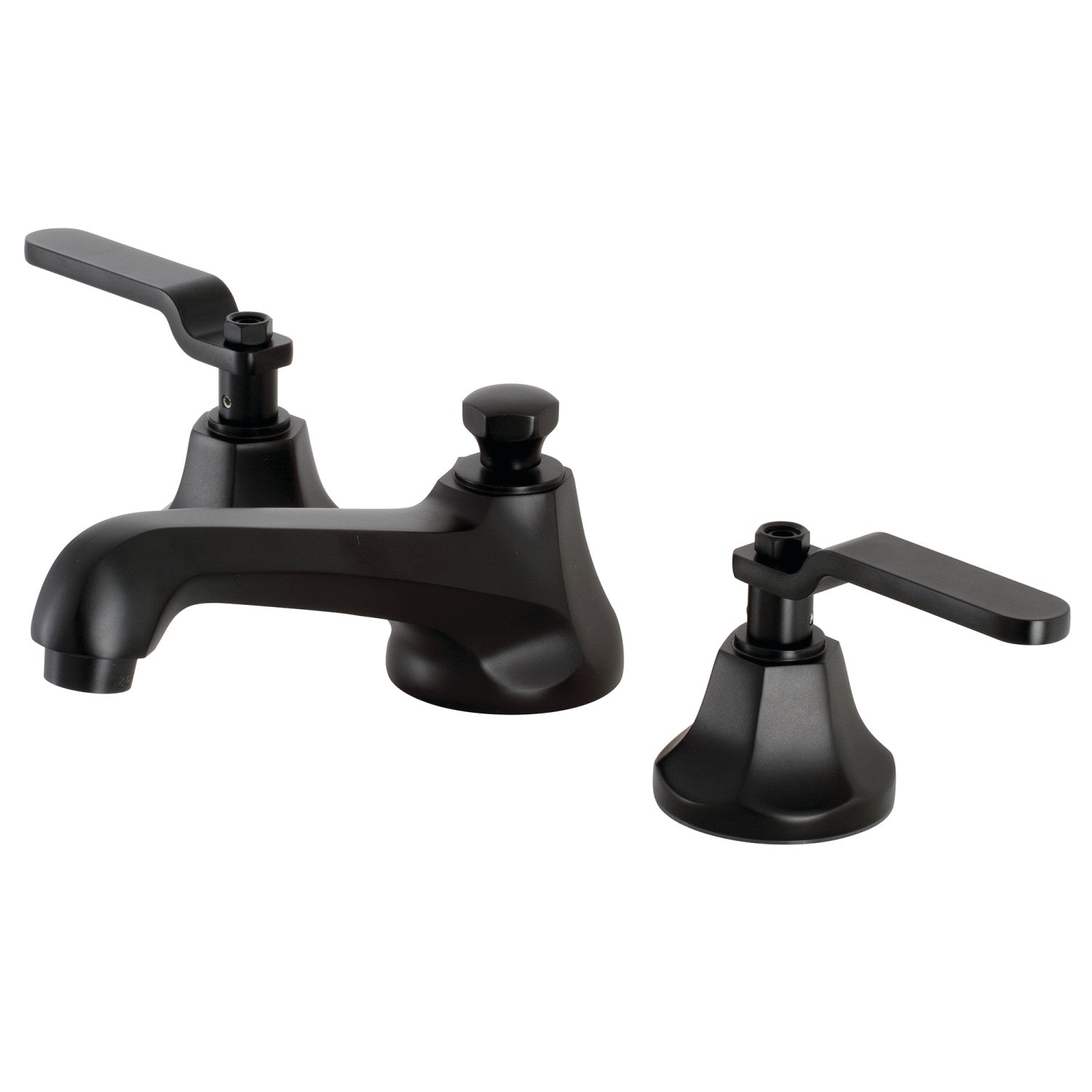 Kingston Brass Whitaker - Llave de Lavabo Widespread (3 Orificios), con Dos Manerales — Negro Mate