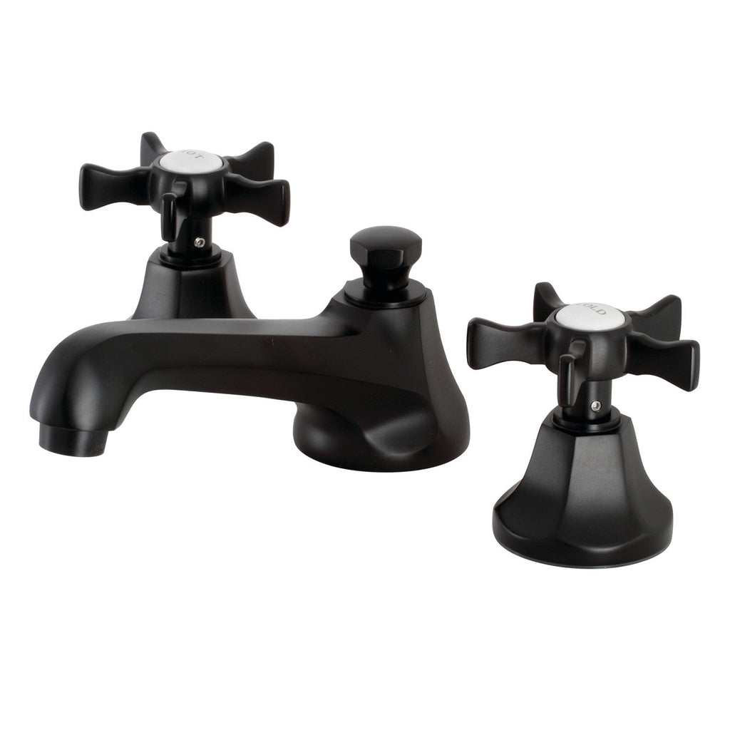 Kingston Brass Hamilton - Llave de Lavabo Widespread (3 Orificios), con Dos Manerales — Negro Mate