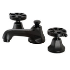 Kingston Brass Belknap - Llave de Lavabo Widespread (3 Orificios), con Dos Manerales — Negro Mate