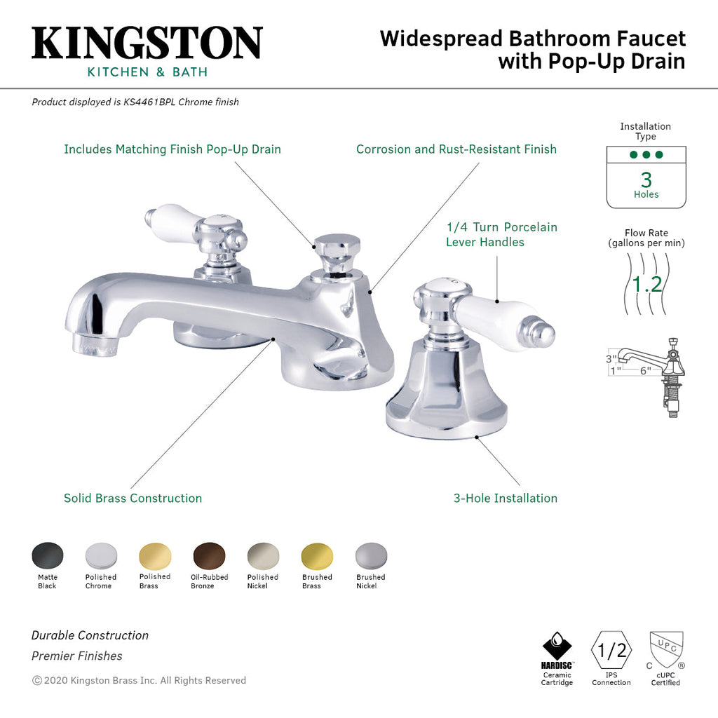 Kingston Brass Bel-Air - Llave de Lavabo Widespread (3 Orificios), con Dos Manerales — Guía de Instalación 1