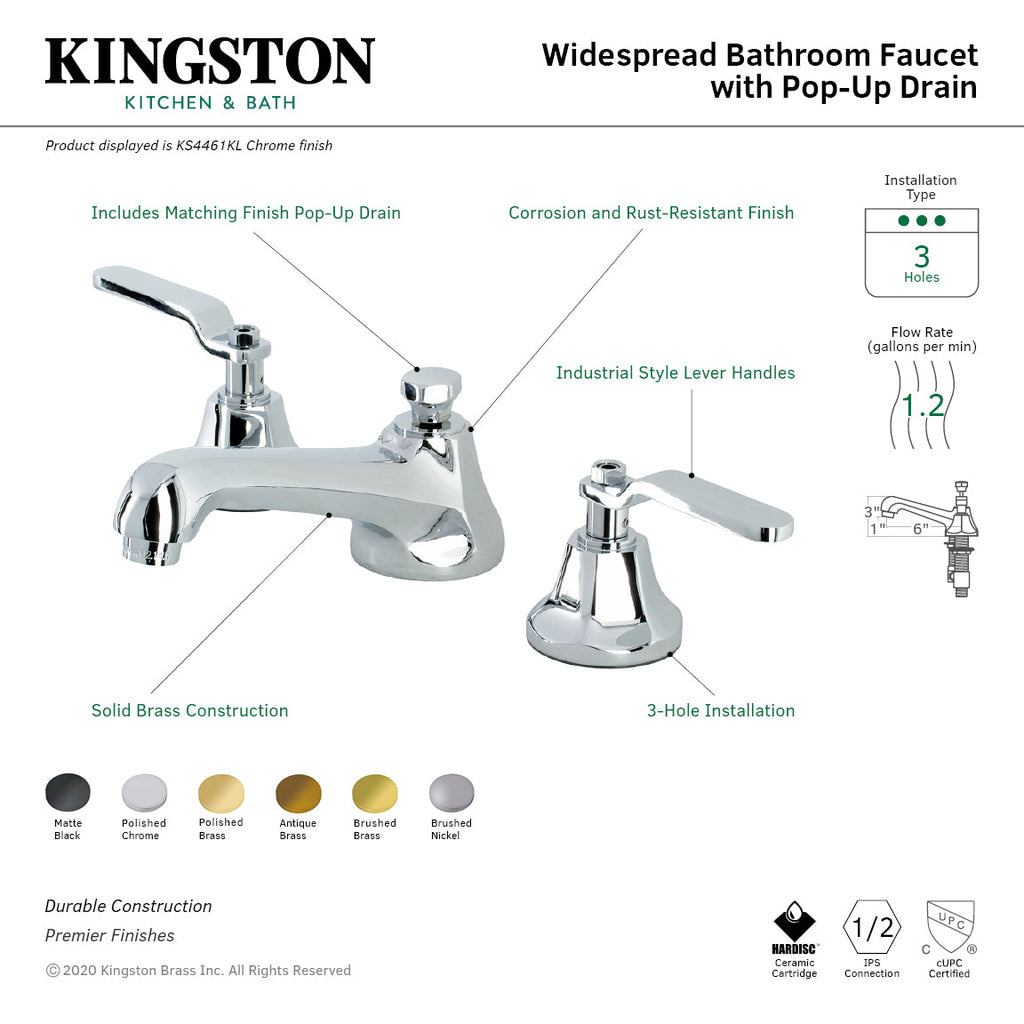 Kingston Brass Whitaker - Llave de Lavabo Widespread (3 Orificios), con Dos Manerales — Guía de Instalación 1