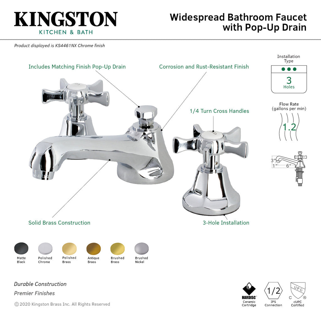 Kingston Brass Hamilton - Llave de Lavabo Widespread (3 Orificios), con Dos Manerales — Guía de Instalación 1