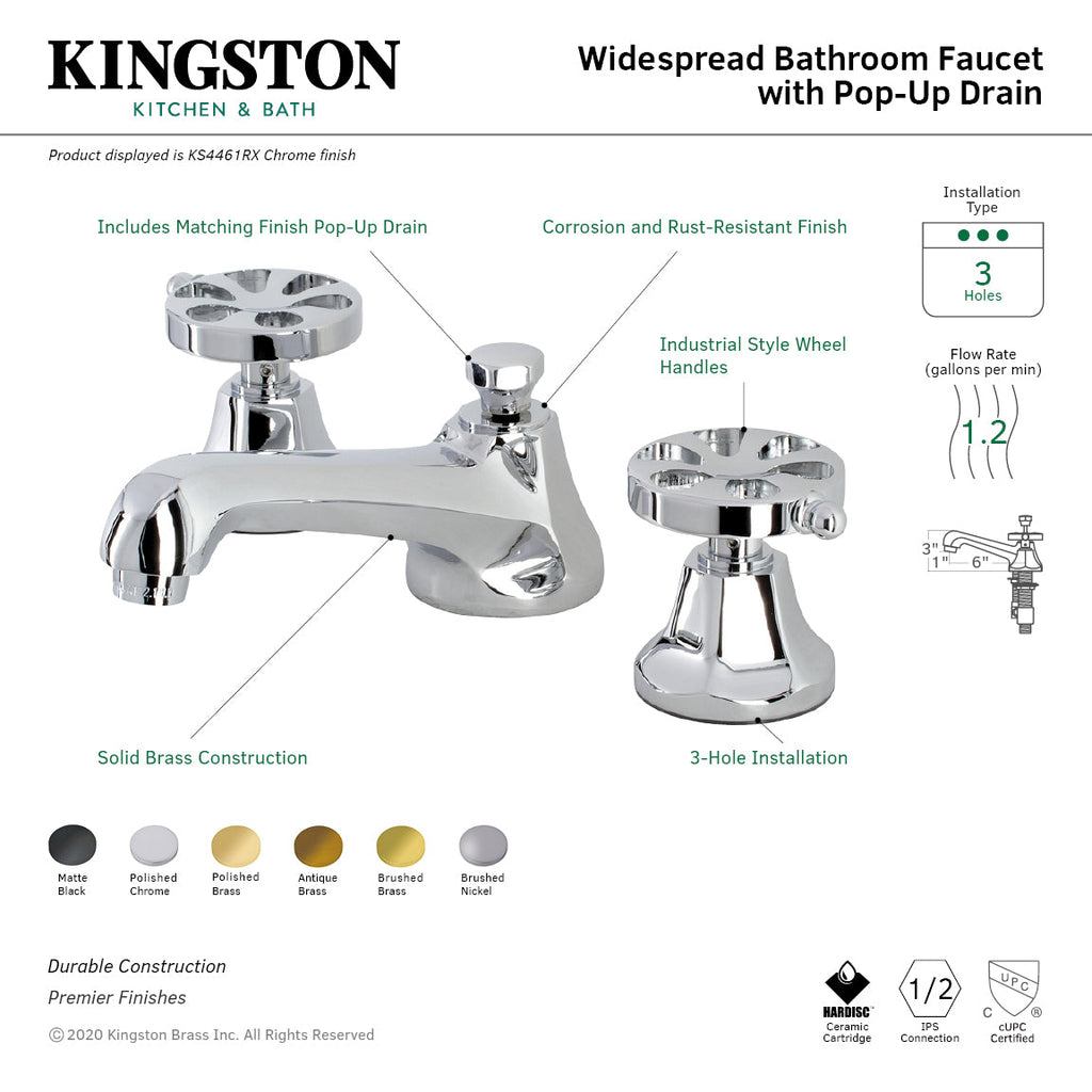 Kingston Brass Belknap - Llave de Lavabo Widespread (3 Orificios), con Dos Manerales — Guía de Instalación 1