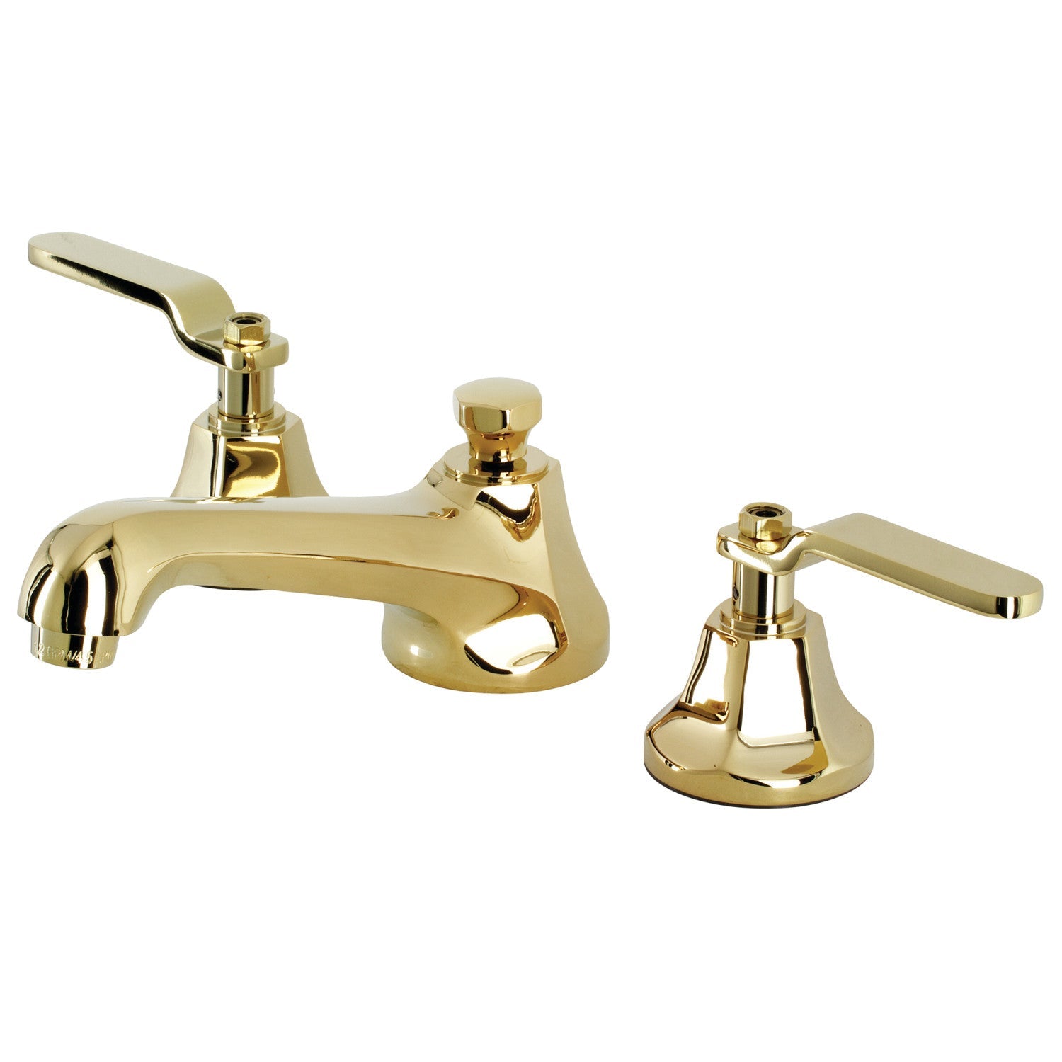 Kingston Brass Whitaker - Llave de Lavabo Widespread (3 Orificios), con Dos Manerales — Latón Pulido