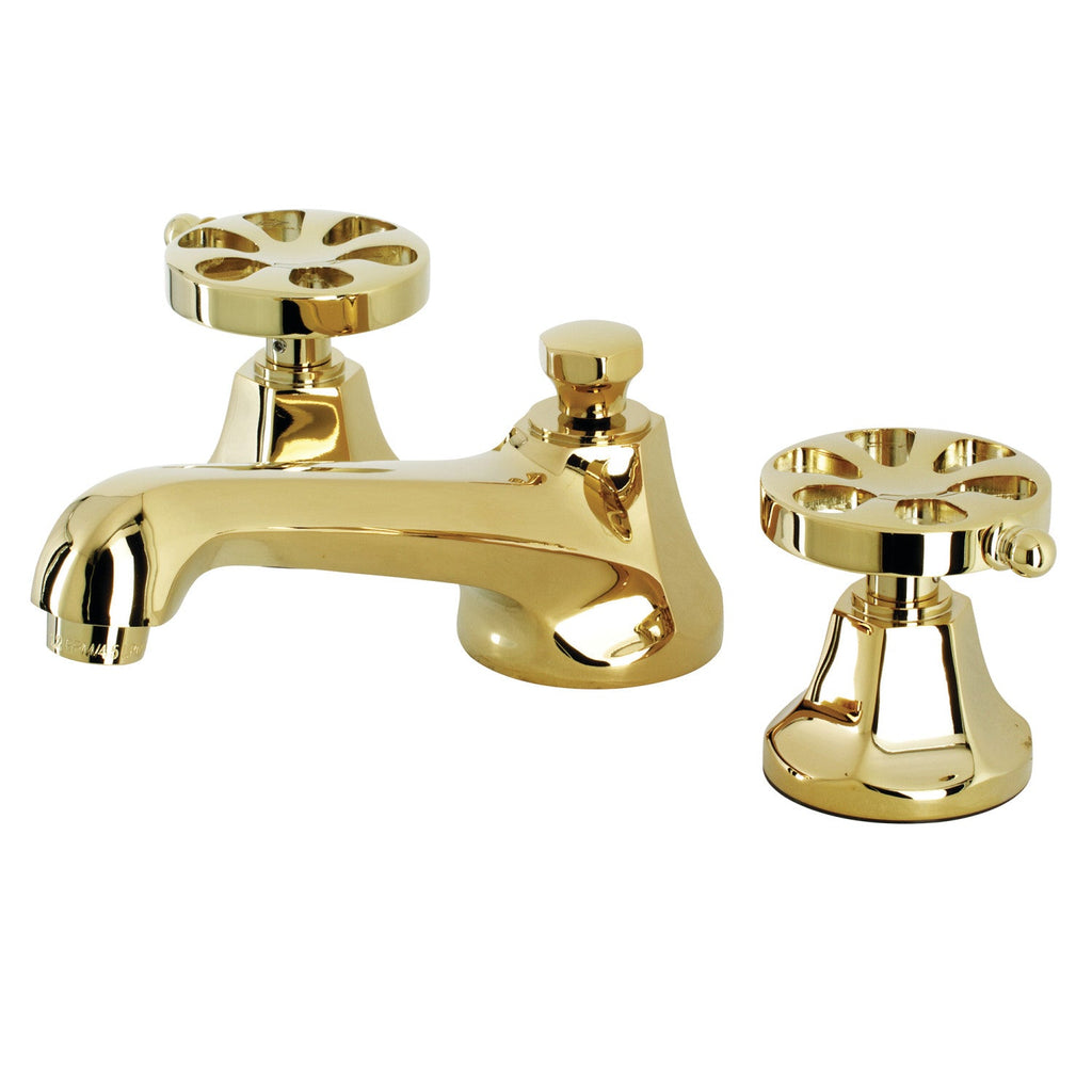 Kingston Brass Belknap - Llave de Lavabo Widespread (3 Orificios), con Dos Manerales — Latón Pulido