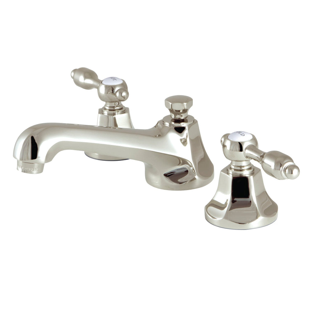 Kingston Brass Tudor - Llave de Lavabo Widespread (3 Orificios), con Dos Manerales — Níquel Pulido