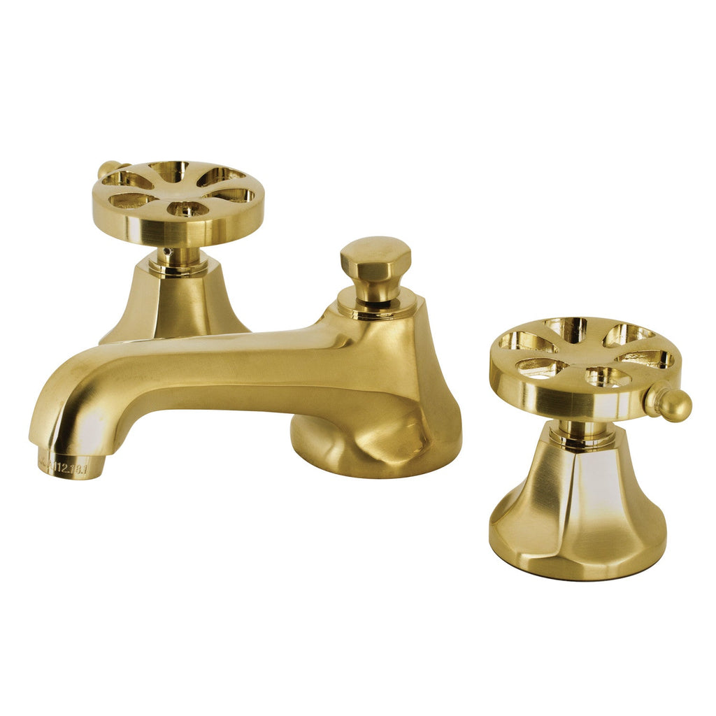 Kingston Brass Belknap - Llave de Lavabo Widespread (3 Orificios), con Dos Manerales — Latón Cepillado