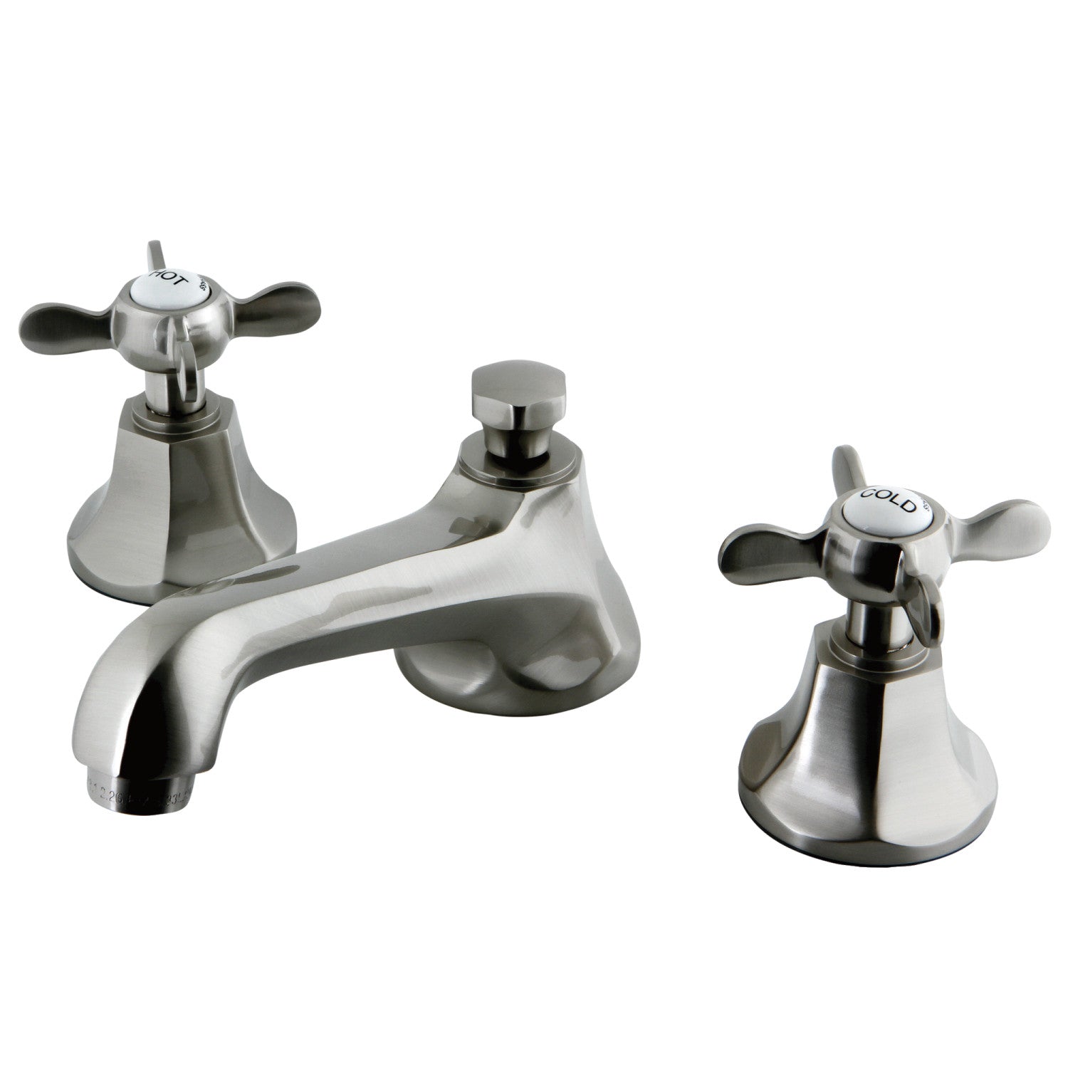 Kingston Brass Essex - Llave de Lavabo Widespread (3 Orificios), con Dos Manerales — Níquel Cepillado