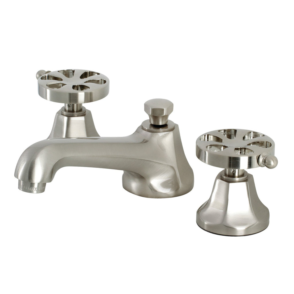 Kingston Brass Belknap - Llave de Lavabo Widespread (3 Orificios), con Dos Manerales — Níquel Cepillado