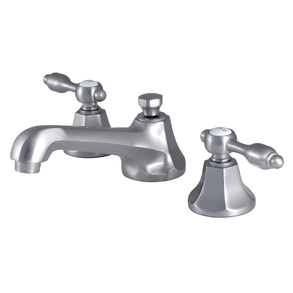 Kingston Brass Tudor - Llave de Lavabo Widespread (3 Orificios), con Dos Manerales — Níquel Cepillado