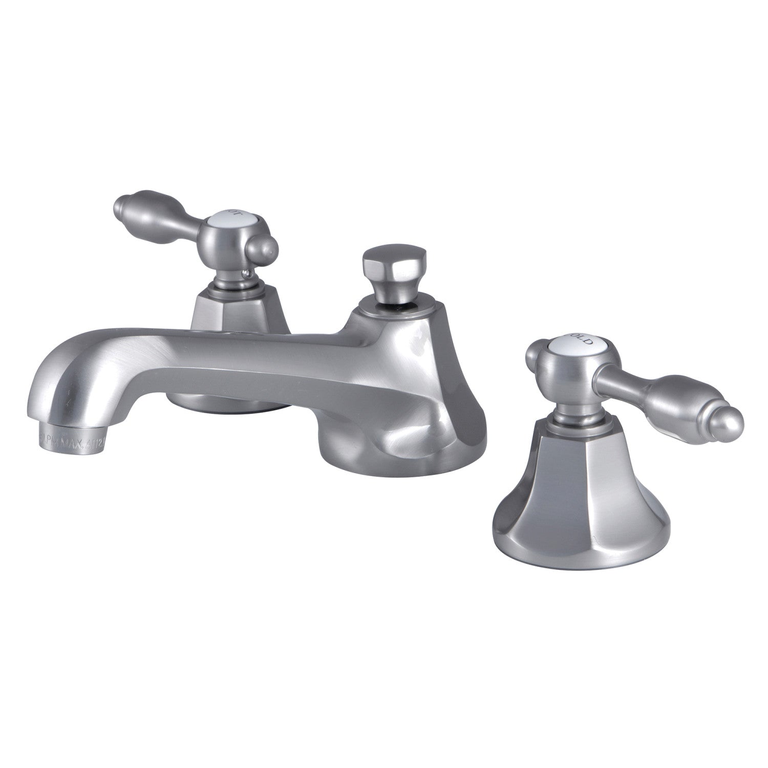 Kingston Brass Tudor - Llave de Lavabo Widespread (3 Orificios), con Dos Manerales — Níquel Cepillado