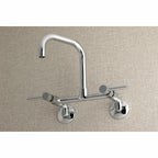 Kingston Brass Sona Concord — Mezcladora Puente de Pared, Dos Manijas, 2 Orificios — Cromo Pulido (Surtidor 9-1/4") — Ambientación 1