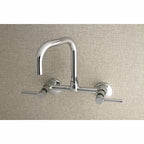 Kingston Brass Sona Concord — Mezcladora Puente de Pared, Dos Manijas, 2 Orificios — Cromo Pulido (Surtidor 9-1/4") — Ambientación 2