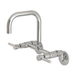 Kingston Brass Sona Concord — Mezcladora Puente de Pared, Dos Manijas, 2 Orificios — Cromo Pulido (Surtidor 9-1/4")