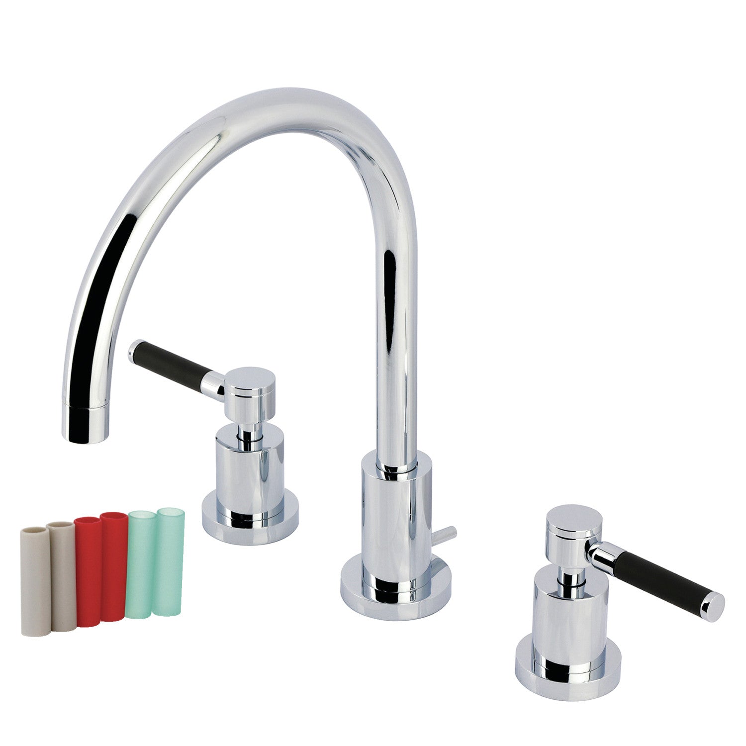 Kingston Brass Kaiser - Llave de Lavabo Widespread (3 Orificios), con Dos Manerales — Cromo Pulido