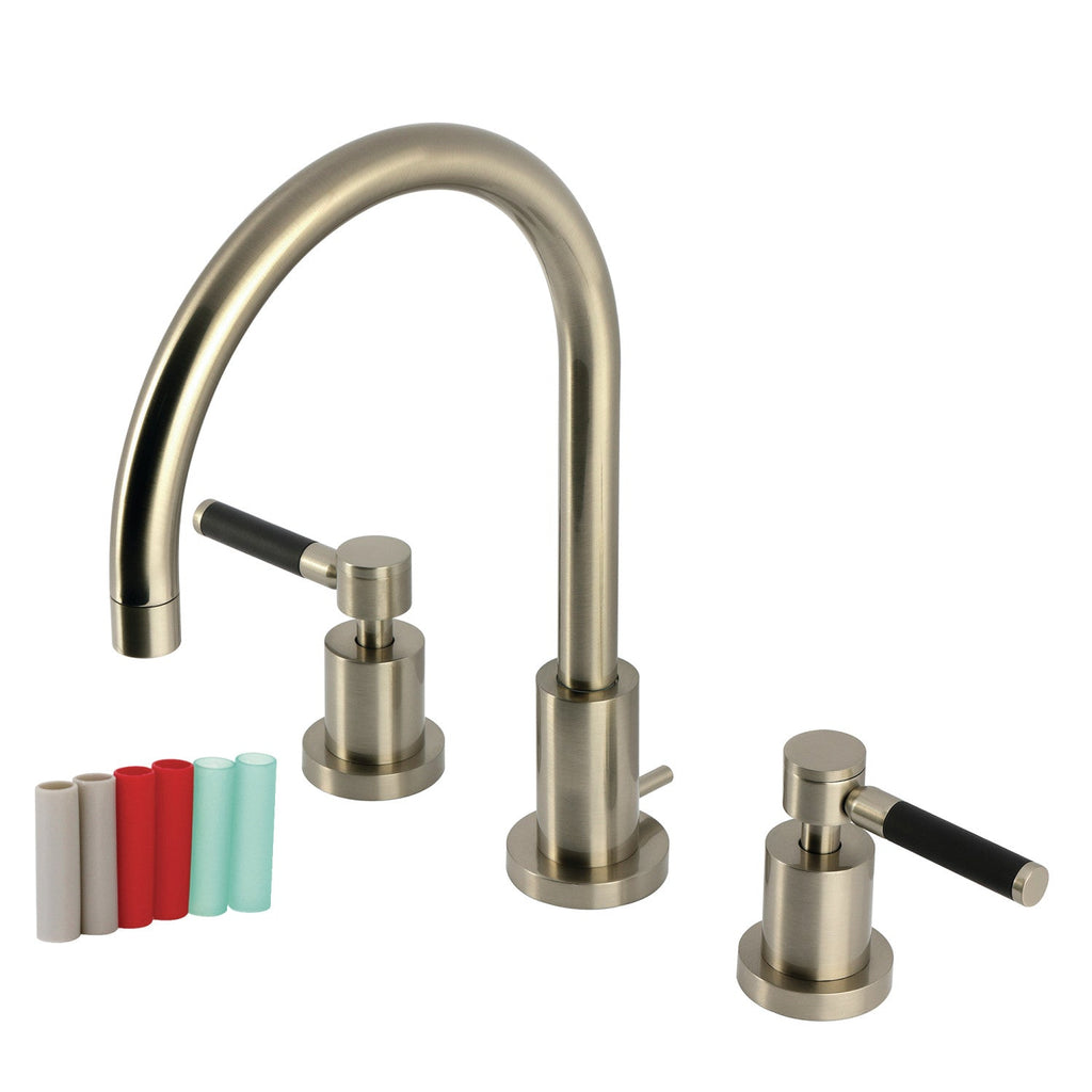 Kingston Brass Kaiser - Llave de Lavabo Widespread (3 Orificios), con Dos Manerales — Níquel Cepillado
