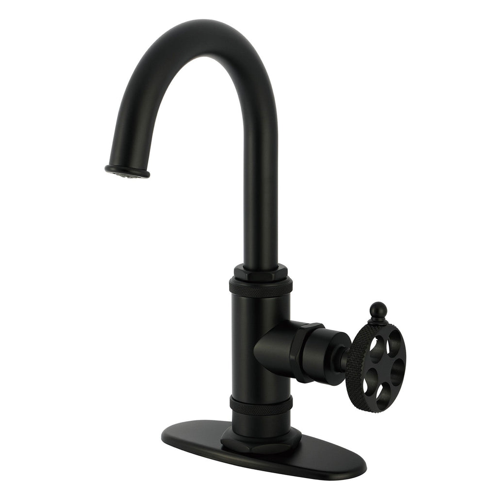 Kingston Brass Sona Webb — Mezcladora de Bar de Cubierta, Una Manija, 1 Orificio, Manija Moleteada — Negro Mate