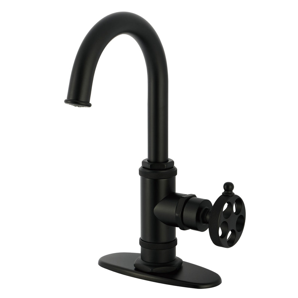 Kingston Brass Sona Wendell — Mezcladora de Bar de Cubierta, Una Manija, 1 Orificio, Manija Moleteada — Negro Mate