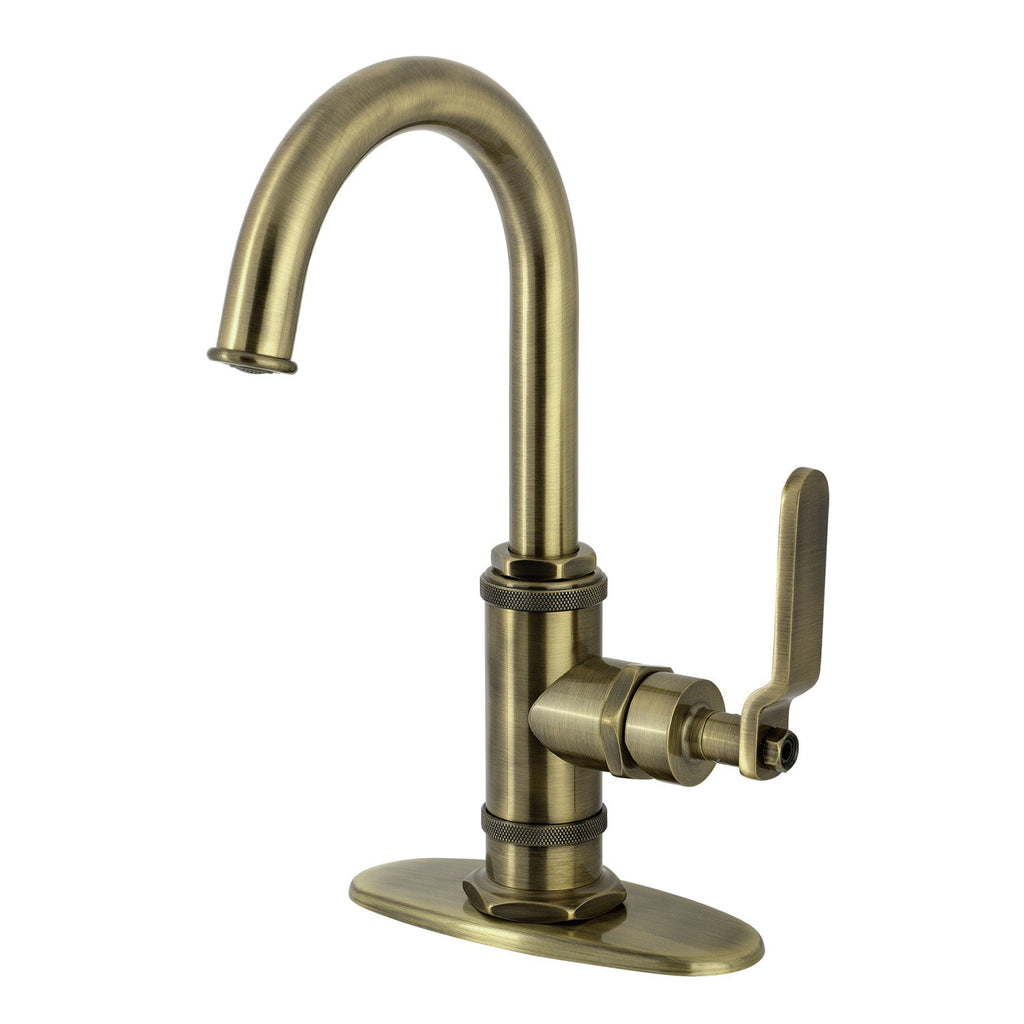 Kingston Brass Sona Whitaker — Mezcladora de Bar de Cubierta, Una Manija, 1 Orificio — Latón Antiguo