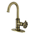 Kingston Brass Sona Belknap — Mezcladora de Bar de Cubierta, Una Manija, 1 Orificio — Latón Antiguo