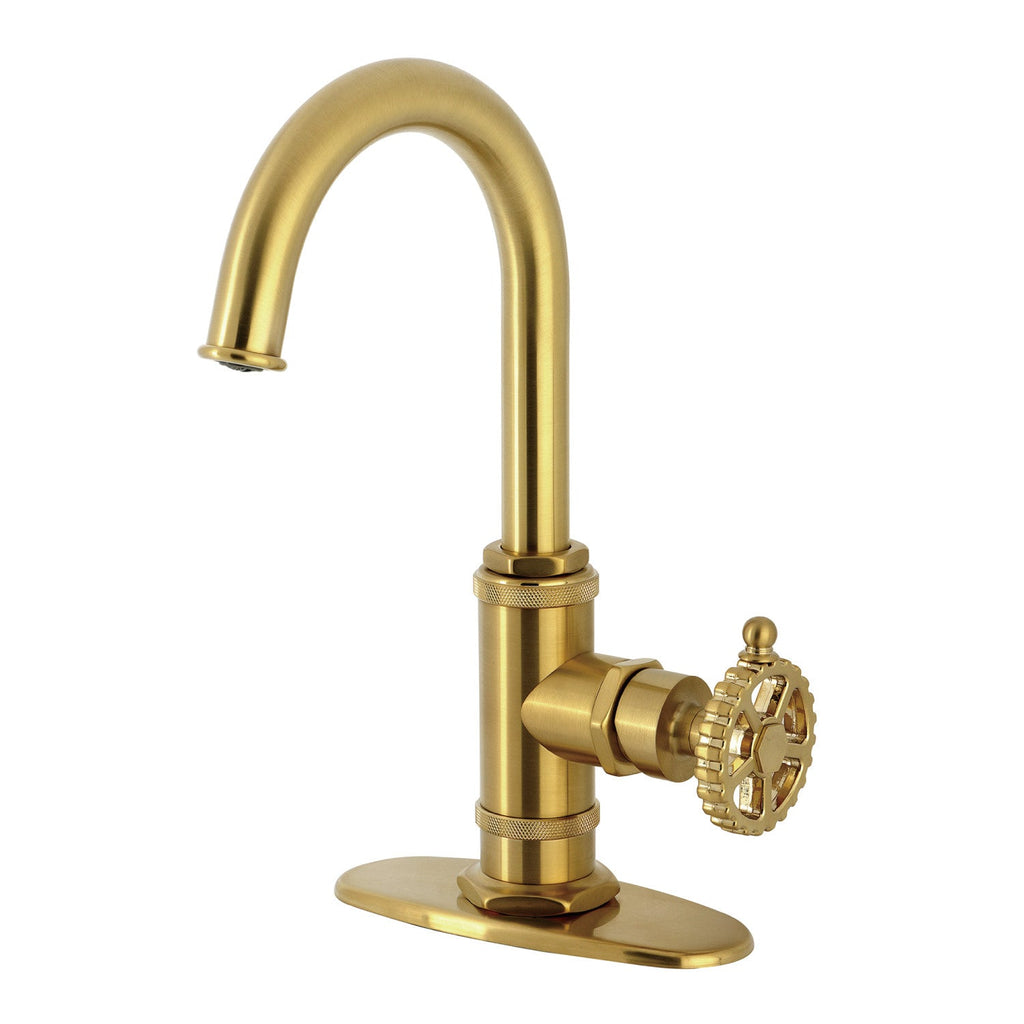 Kingston Brass Sona Fuller — Mezcladora de Bar de Cubierta, Una Manija, 1 Orificio — Latón Cepillado