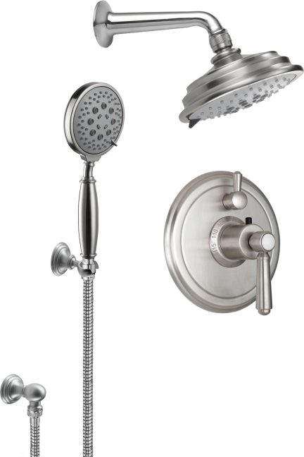 California Faucets Montecito Sistema de Regadera StyleTherm Termostático de 1/2" con Regadera y Regadera de Mano en Gancho
