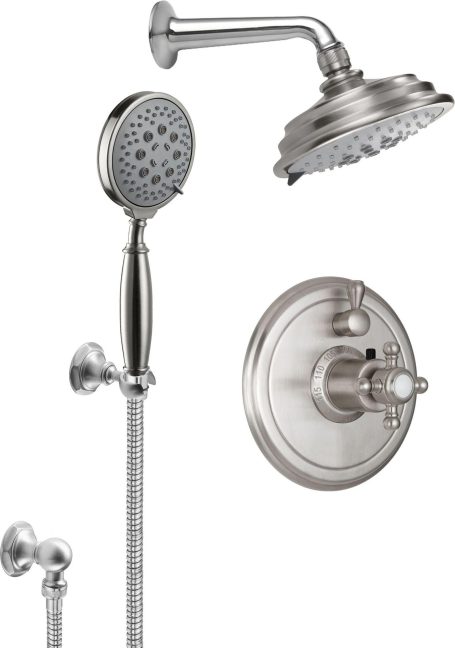 California Faucets Monterey Sistema de Regadera StyleTherm Termostático de 1/2" con Regadera y Regadera de Mano en Gancho