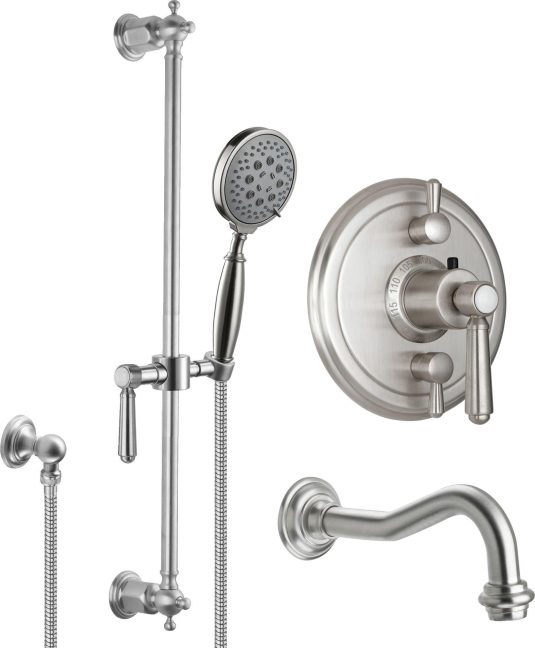 California Faucets Montecito Sistema de Regadera StyleTherm Termostático de 1/2" con Barra Corrediza para Regadera de Mano y Pico de Tina