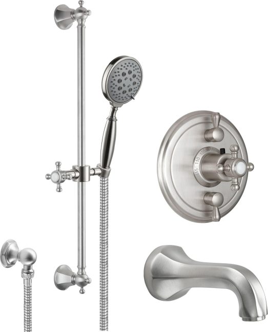 California Faucets Monterey Sistema de Regadera StyleTherm Termostático de 1/2" con Barra Corrediza para Regadera de Mano y Pico de Tina