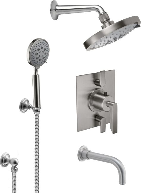 California Faucets Rincon Bay Sistema de Regadera StyleTherm Termostático de 1/2" con Gancho para Regadera de Mano y Pico de Tina