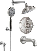 California Faucets Monterey Sistema de Regadera StyleTherm Termostático de 1/2" con Gancho para Regadera de Mano y Pico de Tina