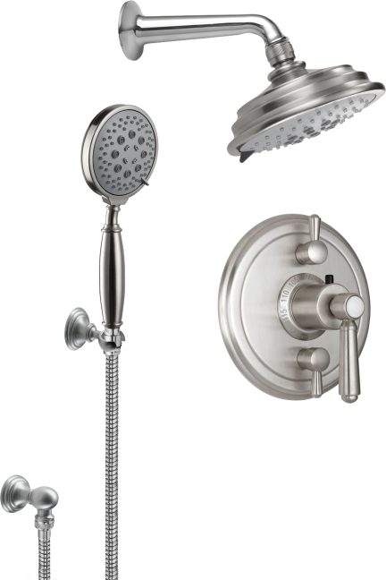 California Faucets Montecito Sistema de Regadera StyleTherm Termostático de 1/2" con Regadera y Regadera de Mano en Gancho