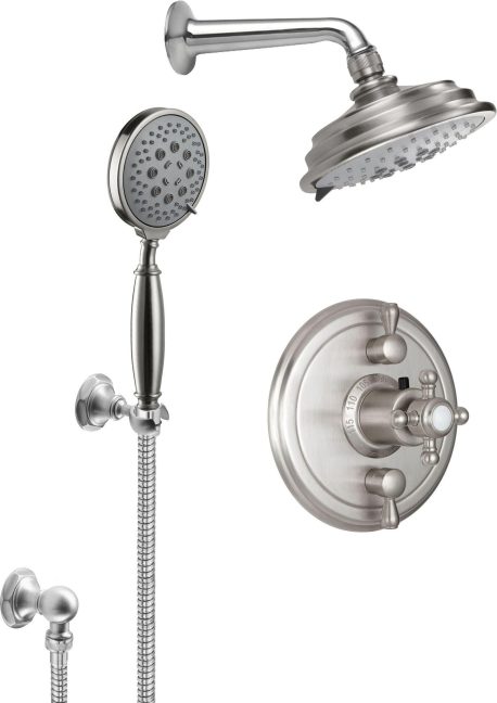 California Faucets Monterey Sistema de Regadera StyleTherm Termostático de 1/2" con Regadera y Regadera de Mano en Gancho