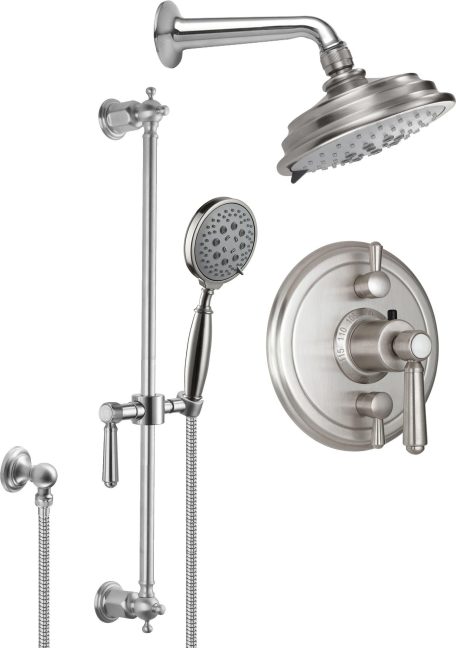 California Faucets Montecito Sistema de Regadera StyleTherm Termostático de 1/2" con Regadera y Regadera de Mano en Barra Corrediza