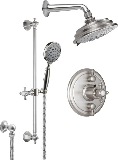 California Faucets Monterey Sistema de Regadera StyleTherm Termostático de 1/2" con Regadera y Regadera de Mano en Barra Corrediza