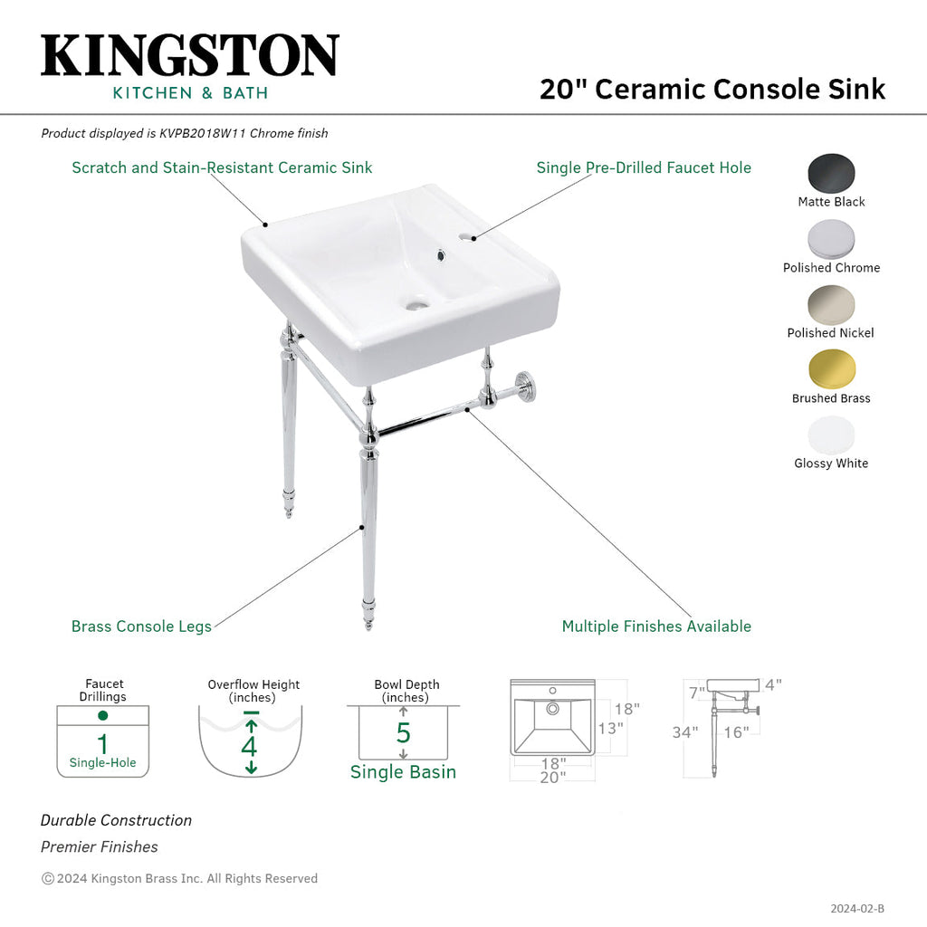 Kingston Brass Edwardian lavabo consola — vista