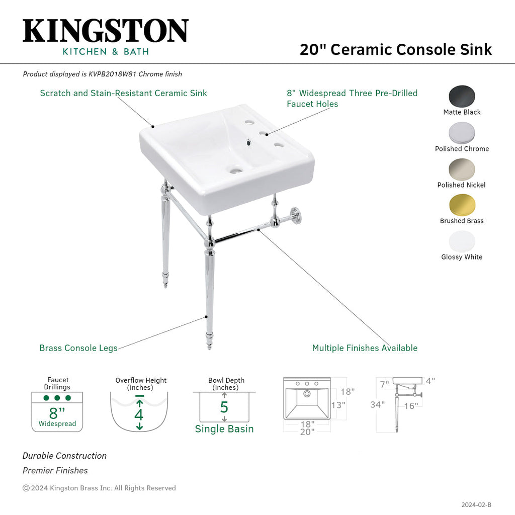 Kingston Brass Edwardian lavabo consola — vista