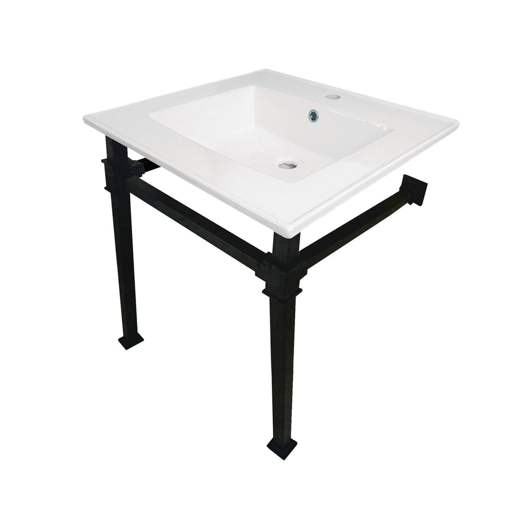 Kingston Brass Monarch lavabo consola — Negro Mate