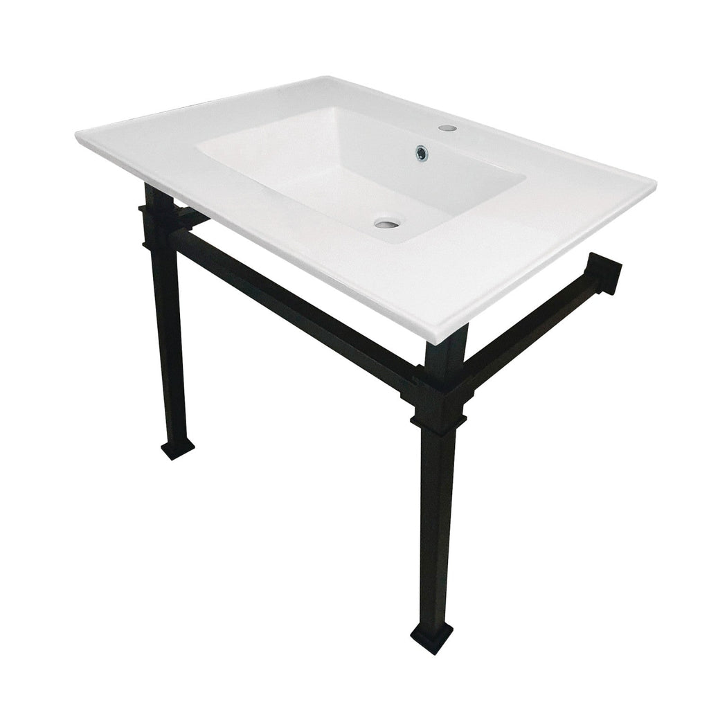 Kingston Brass Monarch lavabo consola — Negro Mate