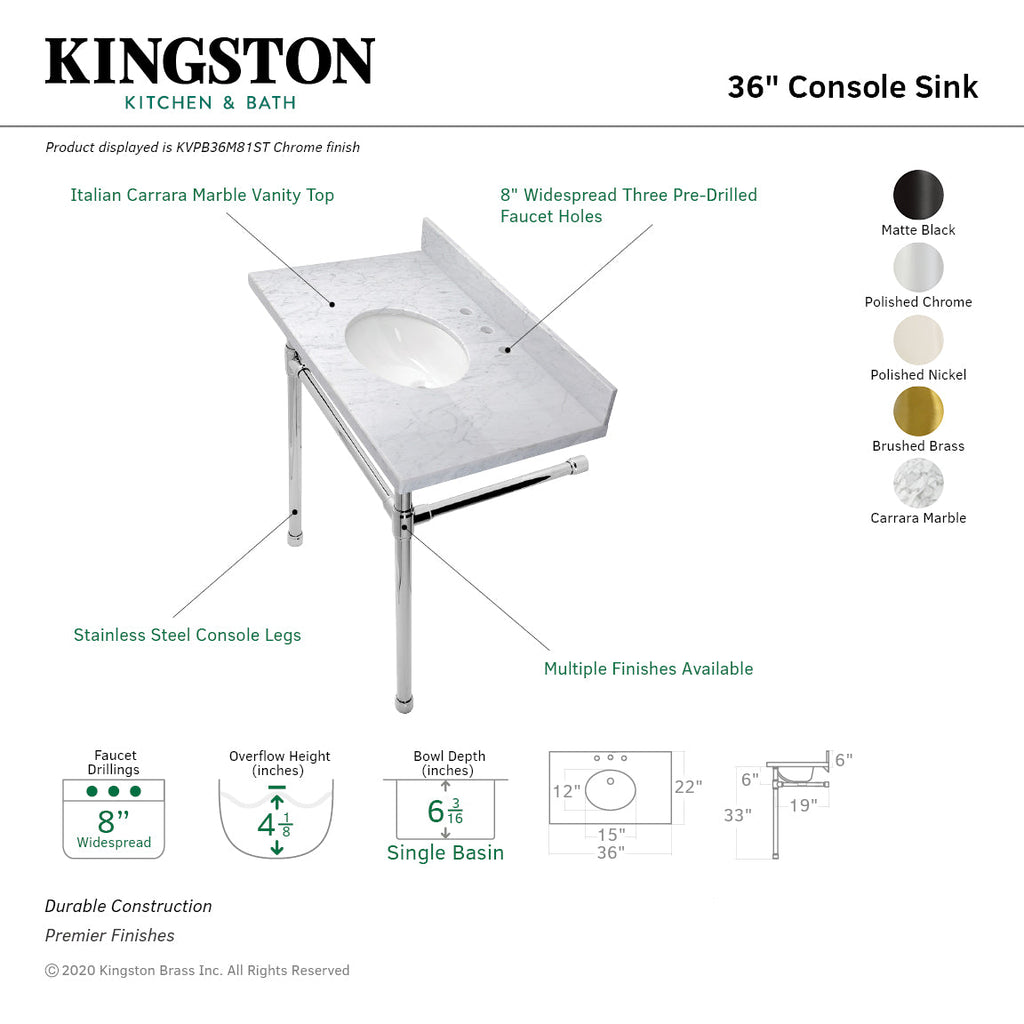 Kingston Brass Dreyfuss lavabo consola — vista