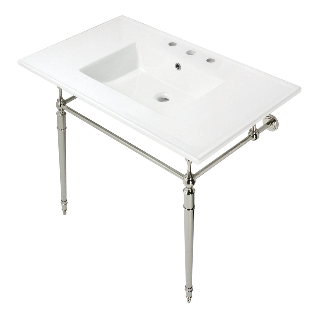 Kingston Brass Edwardian lavabo consola — Níquel Pulido