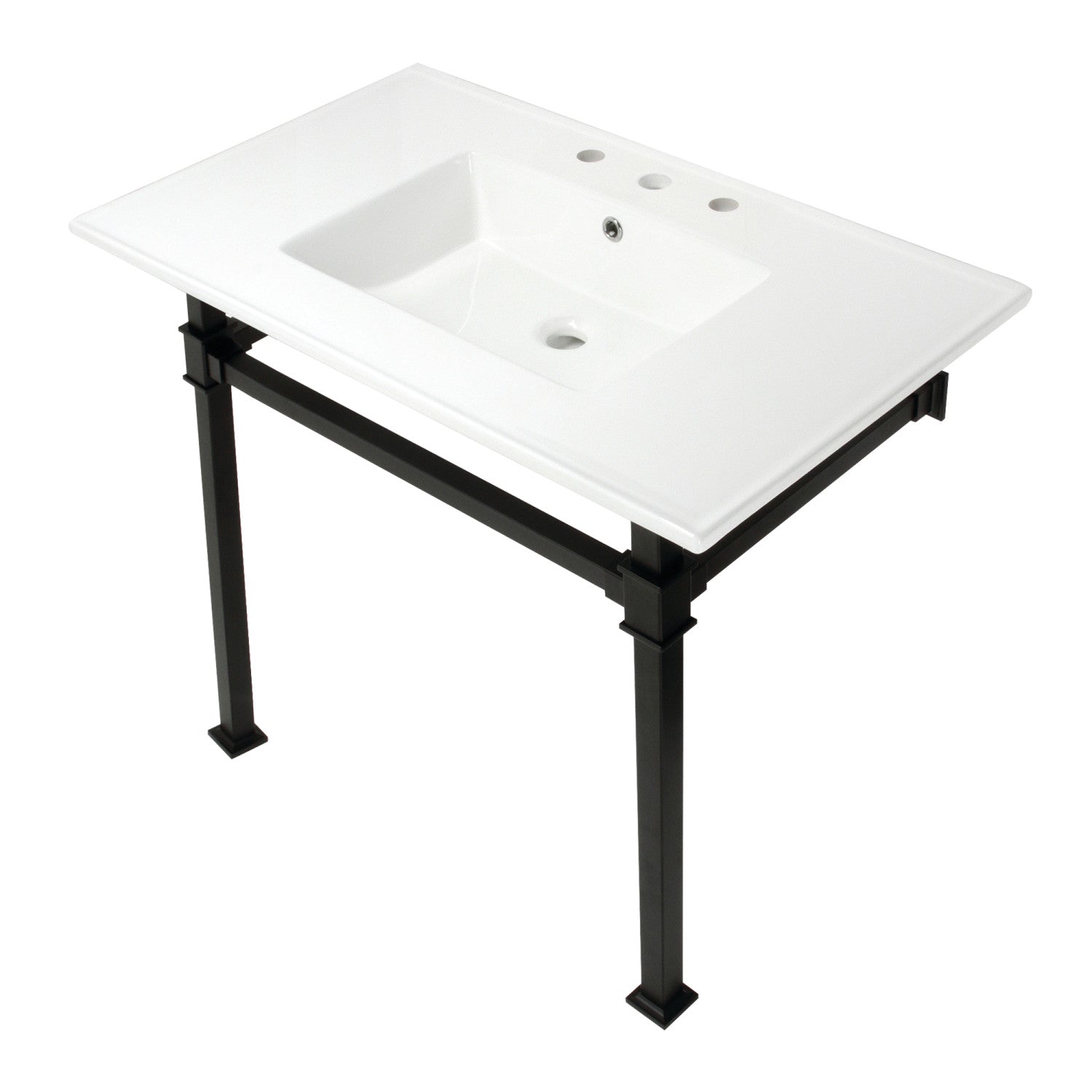 Kingston Brass Monarch lavabo consola — Negro Mate
