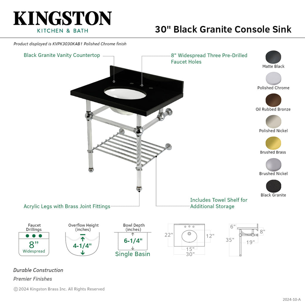 Kingston Brass Templeton lavabo consola — vista