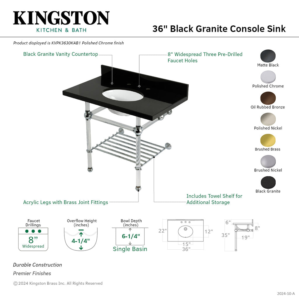 Kingston Brass Templeton lavabo consola — vista