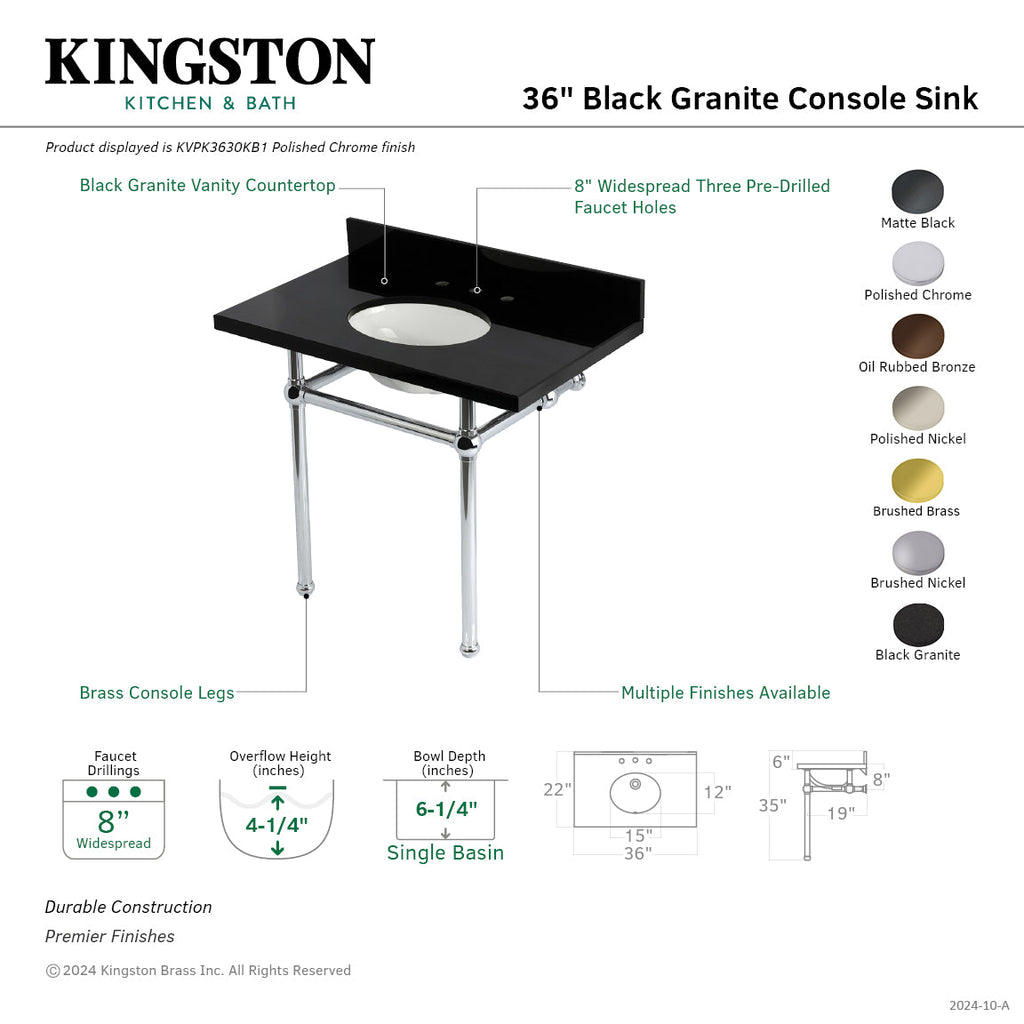 Kingston Brass Templeton lavabo consola — vista