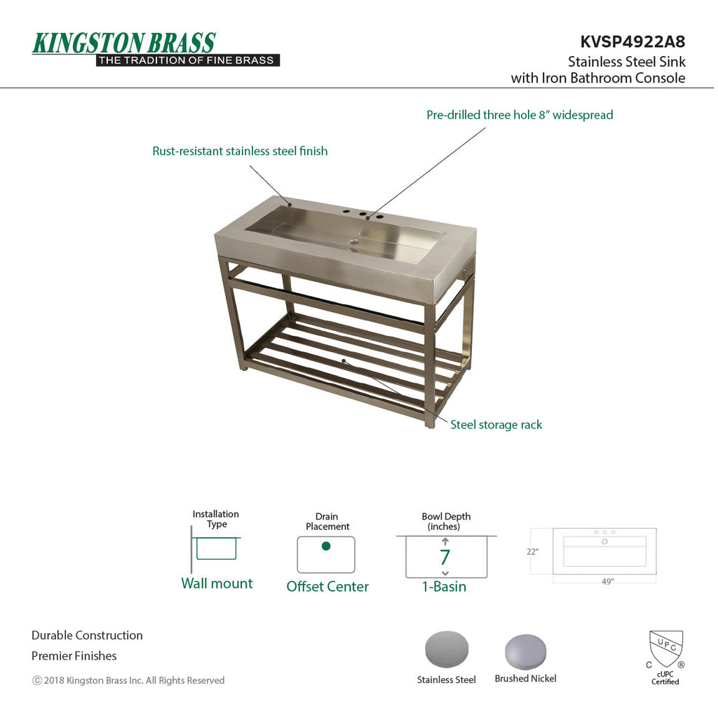 Kingston Brass Kingston Commercial lavabo consola — vista