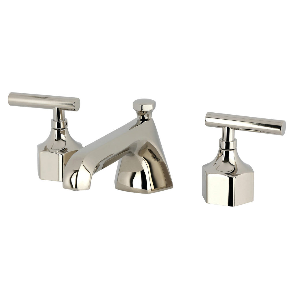 Kingston Brass Navei - Llave de Lavabo Widespread (3 Orificios), con Dos Manerales — Níquel Pulido