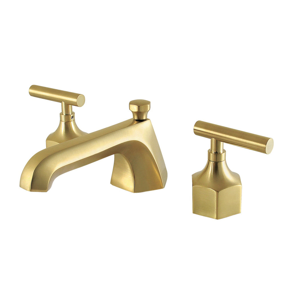 Kingston Brass Navei - Llave de Lavabo Widespread (3 Orificios), con Dos Manerales — Latón Cepillado