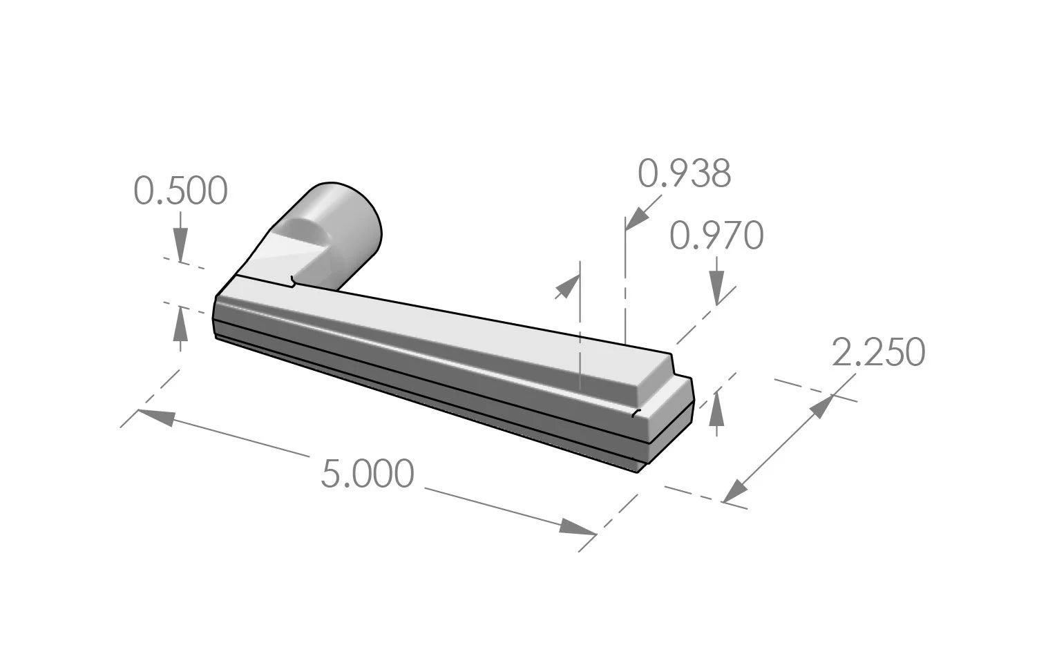 Deco Lever (L-142) — dibujo de especificaciones y dimensiones